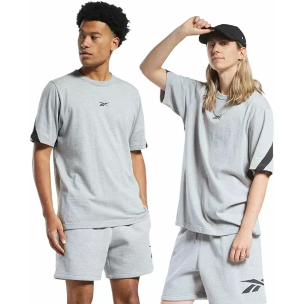 imageReebok Mens Big Logo Tee in Medium Grey Heather with Large Back Vector Logo