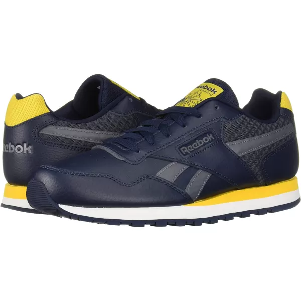 imageReebok Mens Classic Harman Run SneakerNavyGreyYellowWhite