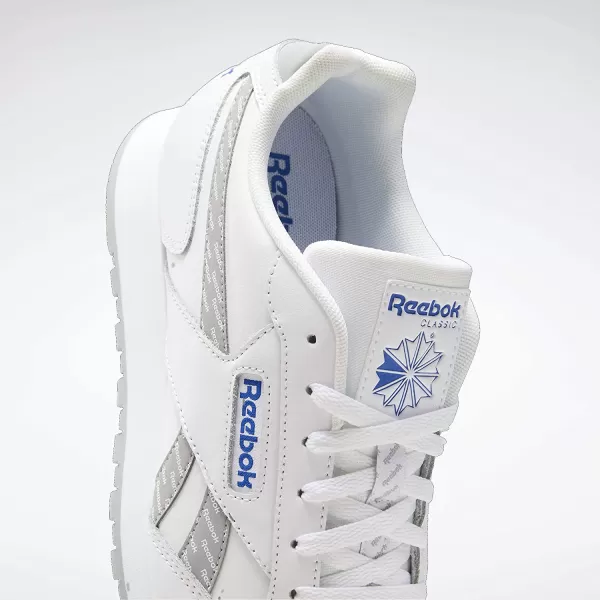 imageReebok Mens Classic Harman Run SneakerWhitePure GreyHumble Blue