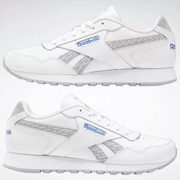 imageReebok Mens Classic Harman Run SneakerWhitePure GreyHumble Blue