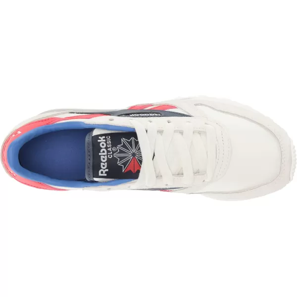 imageReebok Mens Classic Leather Sneaker  ChalkCollegiate NavyRadiant Red