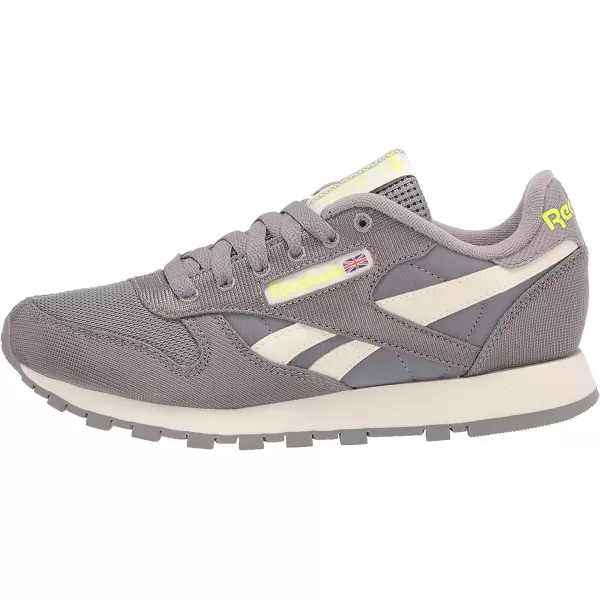 imageReebok Mens Classic Leather Sneaker  Spacer GreyClassic WhiteYellow Flare