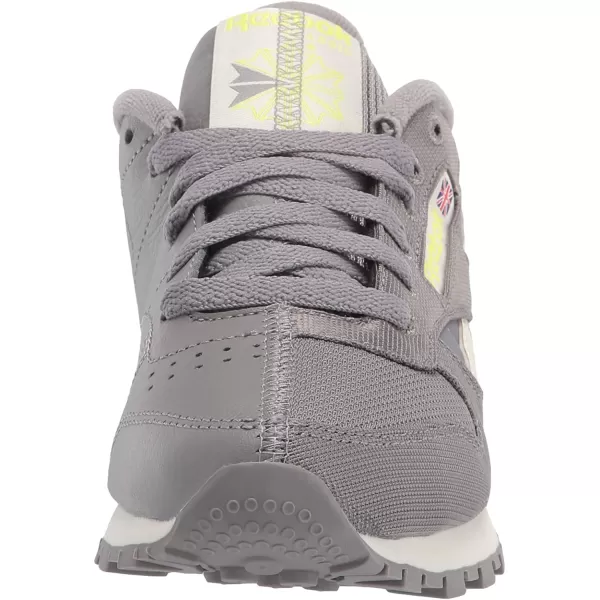 imageReebok Mens Classic Leather Sneaker  Spacer GreyClassic WhiteYellow Flare