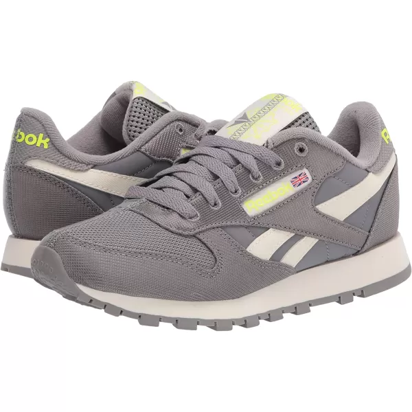 imageReebok Mens Classic Leather Sneaker  Spacer GreyClassic WhiteYellow Flare