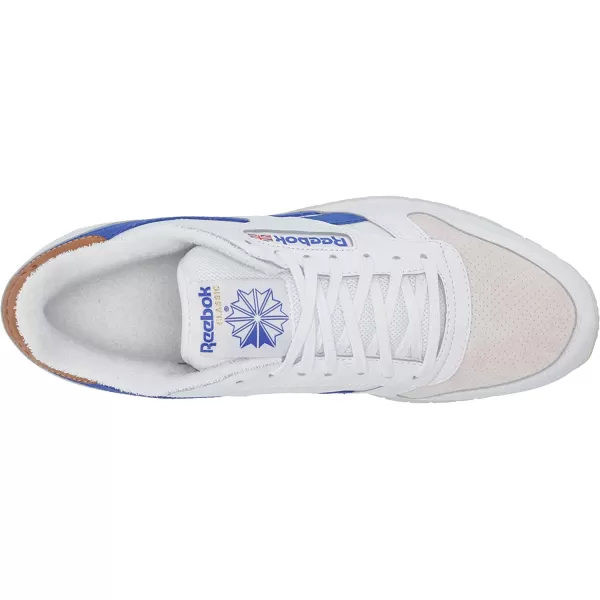 imageReebok Mens Classic Leather Sneaker  WhiteCourt BlueMorning Fog