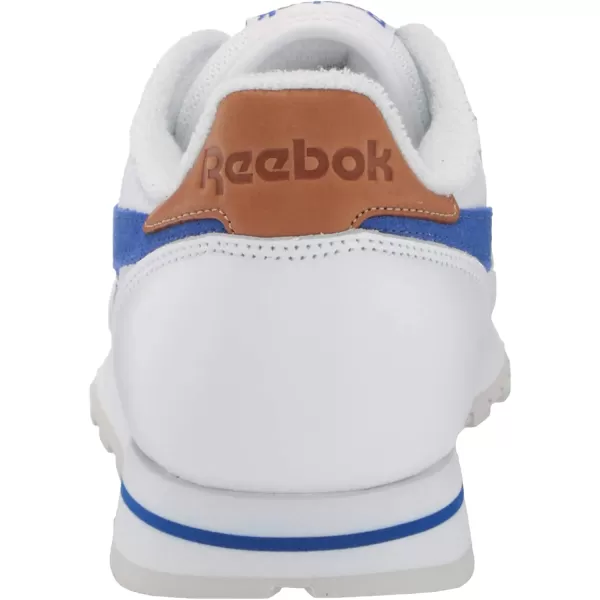 imageReebok Mens Classic Leather Sneaker  WhiteCourt BlueMorning Fog
