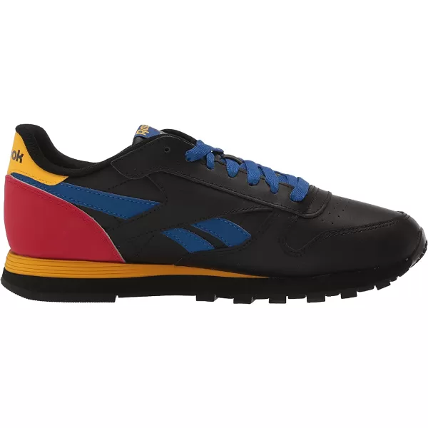 imageReebok Mens Classic Leather Sneaker BlackBlueYellow