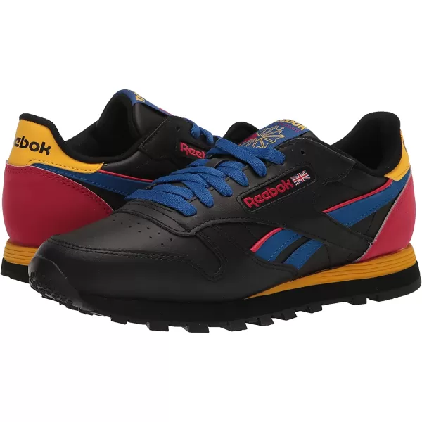 imageReebok Mens Classic Leather Sneaker BlackBlueYellow