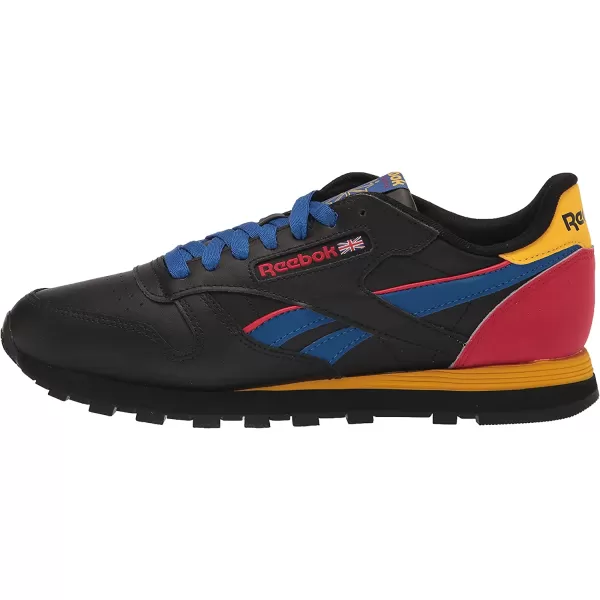 imageReebok Mens Classic Leather Sneaker BlackBlueYellow