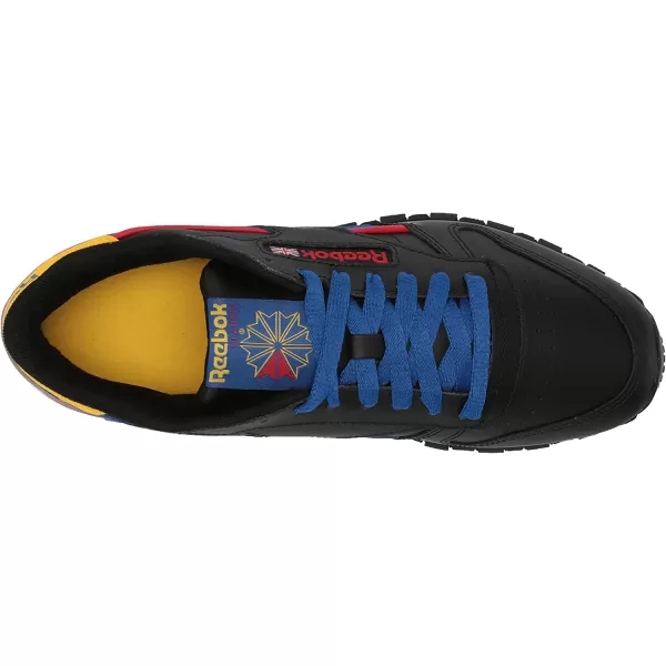 imageReebok Mens Classic Leather Sneaker BlackBlueYellow