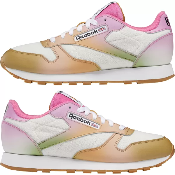 imageReebok Mens Classic Leather Sneaker in Chalk Atomic Pink and Radiant Ochre