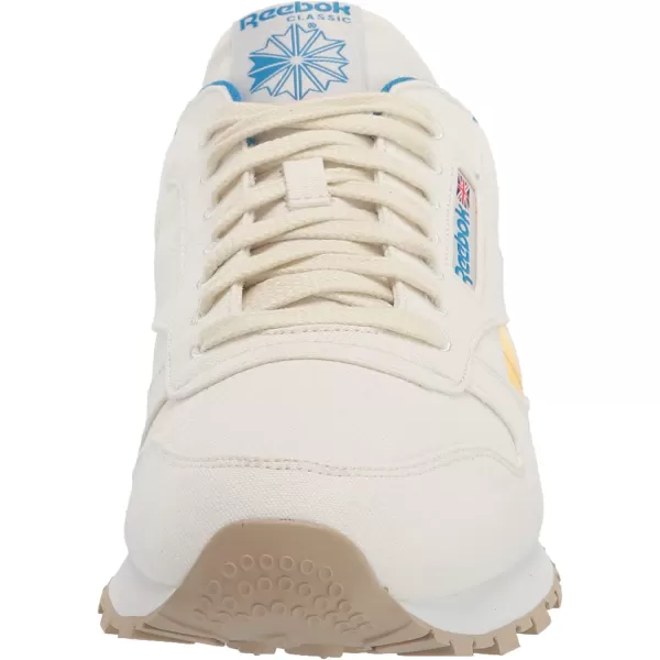 imageReebok Mens Classic Leather Sneaker in Chalk Primal Yellow and Horizon Blue