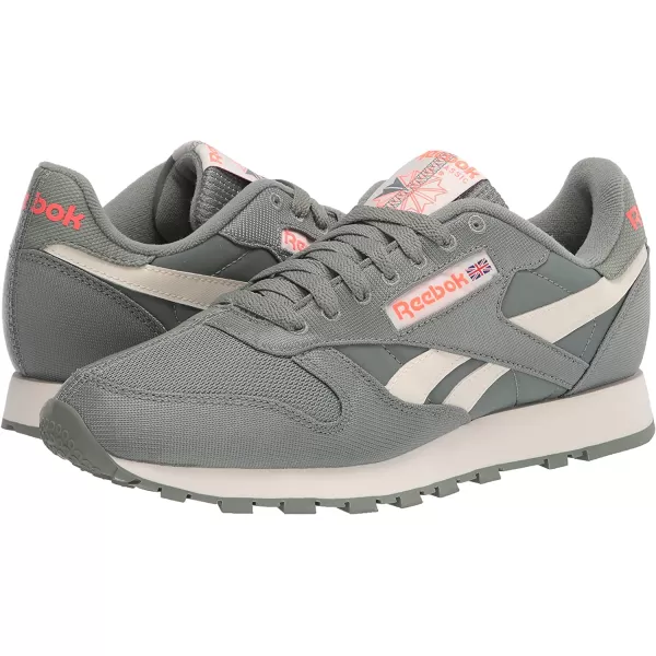 imageReebok Mens Classic Leather Sneaker in Harmony Green Classic White and Orange Flare