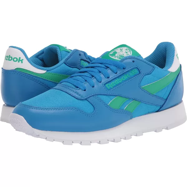 imageReebok Mens Classic Leather Sneaker in Horizon Blue Court Green and White