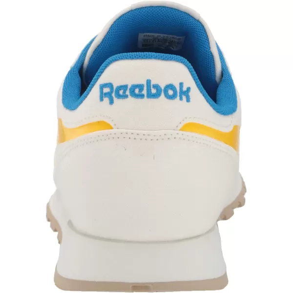 imageReebok Mens Classic Leather SneakerChalkPrimal YellowHorizon Blue