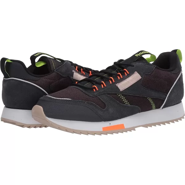 imageReebok Mens Classic Leather SneakerTrue GreySolar OrangeNeon Lime