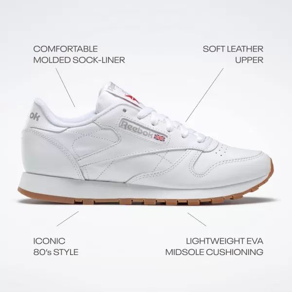 imageReebok Mens Classic Leather SneakerWhiteGum 2