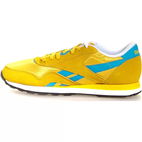 imageReebok Mens Classic Nylon SneakerAthletic YellowCalifornia BlueBackWhite