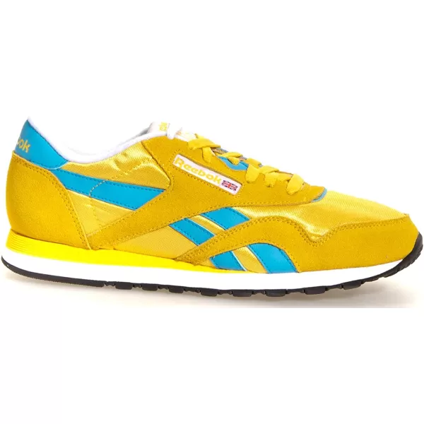 imageReebok Mens Classic Nylon SneakerAthletic YellowCalifornia BlueBackWhite