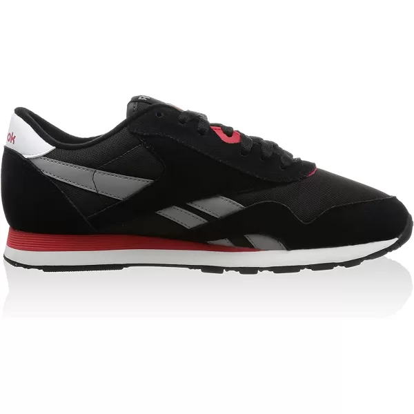 imageReebok Mens Classic Nylon SneakerBlack Grey Red White Black Coal Tin Grey Scarlet White