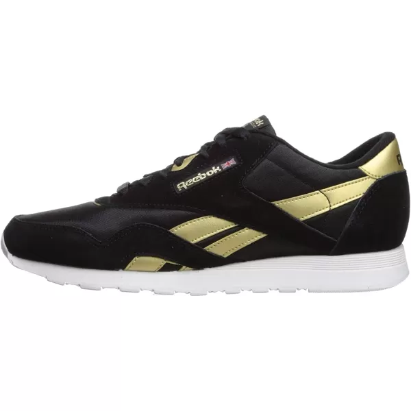 imageReebok Mens Classic Nylon SneakerBlackMatte GoldWhite