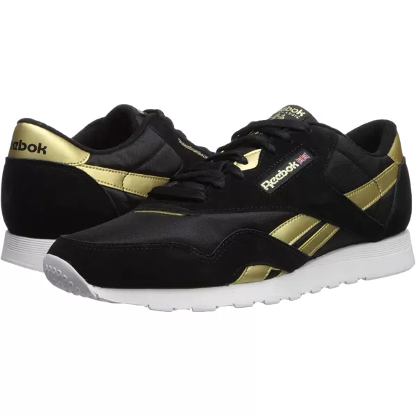 imageReebok Mens Classic Nylon SneakerBlackMatte GoldWhite