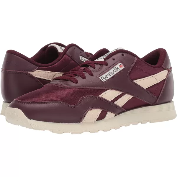 imageReebok Mens Classic Nylon SneakerMaroonPaper WhiteTrue Grey