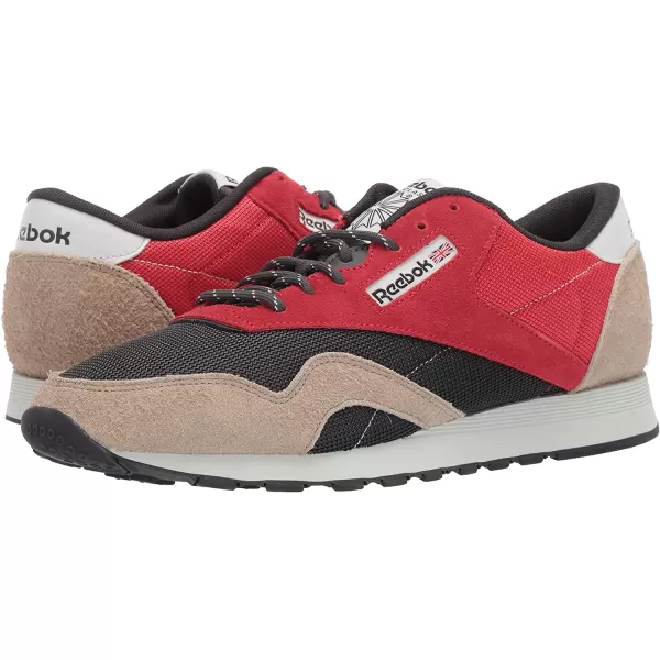 imageReebok Mens Classic Nylon SneakerPrimal RedTrue GreySand BeigeBlue