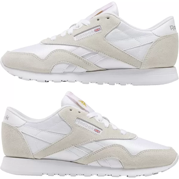 imageReebok Mens Classic Nylon SneakerWhiteWhiteLight Grey