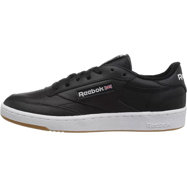 imageReebok Mens Club C 85 Sneaker in Black and White with Gum Sole