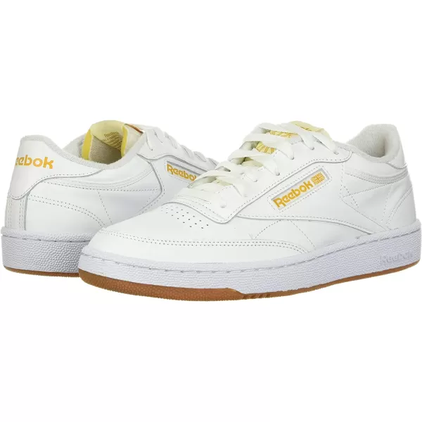 imageReebok Mens Club C 85 Sneaker in White Pale Yellow and Bright Ochre