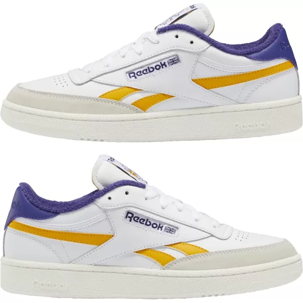imageReebok Mens Club C 85 Vegan SneakersFtwr WhiteCollegiate GoldBold Purple