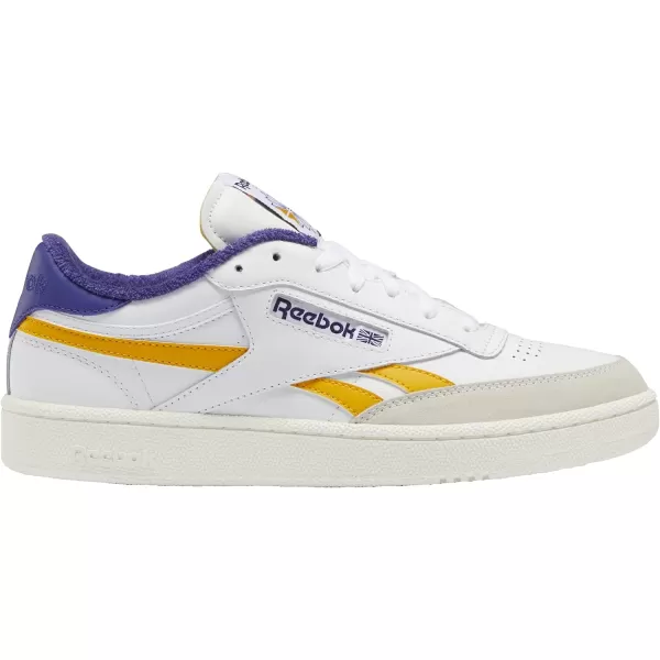 imageReebok Mens Club C 85 Vegan SneakersFtwr WhiteCollegiate GoldBold Purple