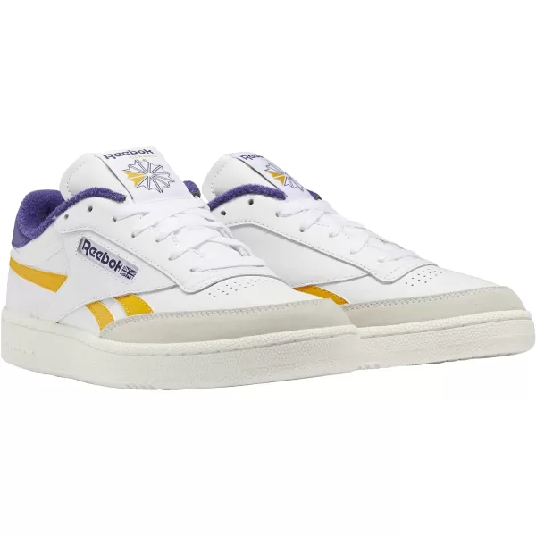 imageReebok Mens Club C 85 Vegan SneakersFtwr WhiteCollegiate GoldBold Purple