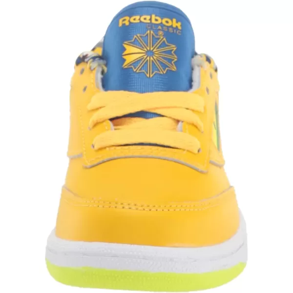 imageReebok Mens Club C 85 Vegan SneakersPrimal YellowHumble BlueSilver Metallic