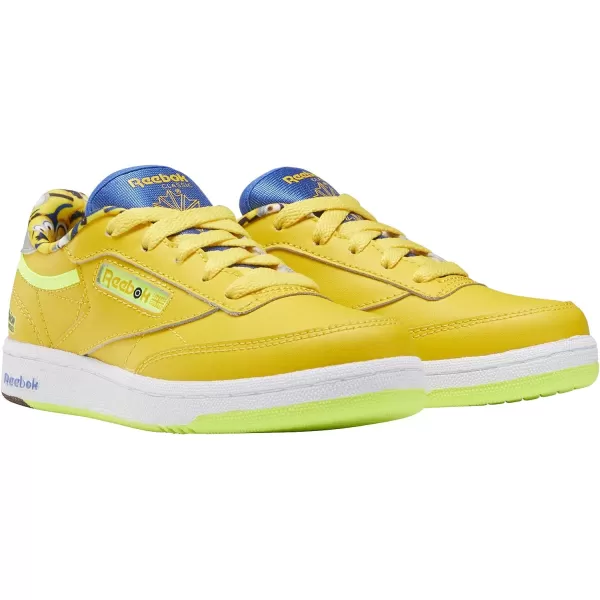 imageReebok Mens Club C 85 Vegan SneakersPrimal YellowHumble BlueSilver Metallic