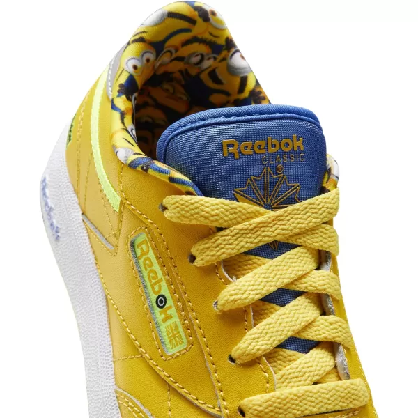 imageReebok Mens Club C 85 Vegan SneakersPrimal YellowHumble BlueSilver Metallic