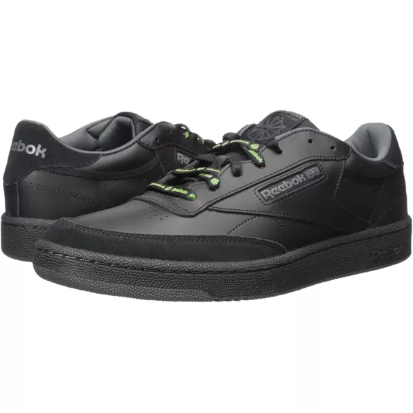 imageReebok Mens Club C SneakerBlackTrue GreyNeon Lime