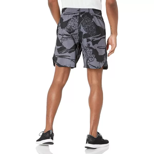 imageReebok Mens Graphic Workout Ready Shorts BlackGrey All Over Print