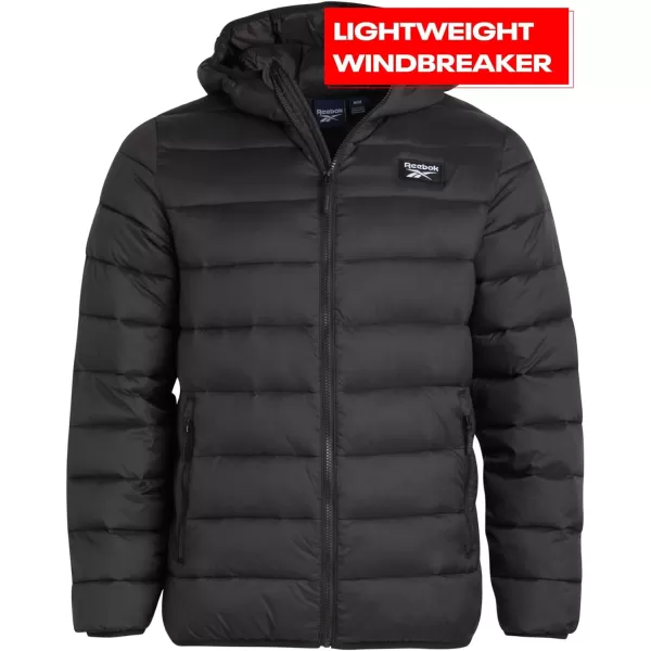 imageReebok Mens Jacket  Lightweight Hooded Quilted Puffer Coat  Warm Insulated Winter Jacket for Men MXXLBlack