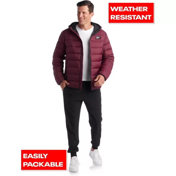 imageReebok Mens Jacket  Lightweight Hooded Quilted Puffer Coat  Warm Insulated Winter Jacket for Men MXXLClassic Maroon