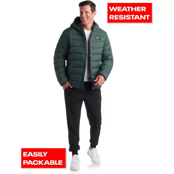 imageReebok Mens Jacket  Lightweight Hooded Quilted Puffer Coat  Warm Insulated Winter Jacket for Men MXXLHunter