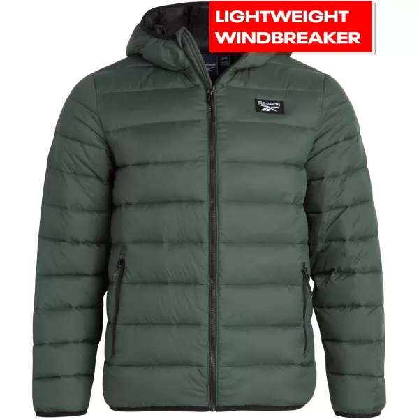 imageReebok Mens Jacket  Lightweight Hooded Quilted Puffer Coat  Warm Insulated Winter Jacket for Men MXXLHunter
