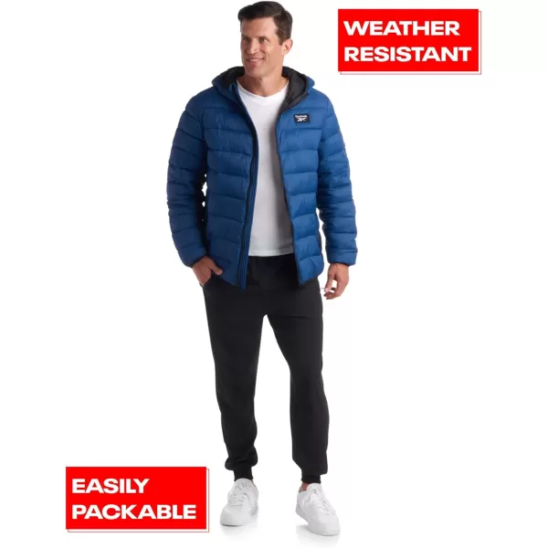 imageReebok Mens Jacket  Lightweight Hooded Quilted Puffer Coat  Warm Insulated Winter Jacket for Men MXXLNorthern Night