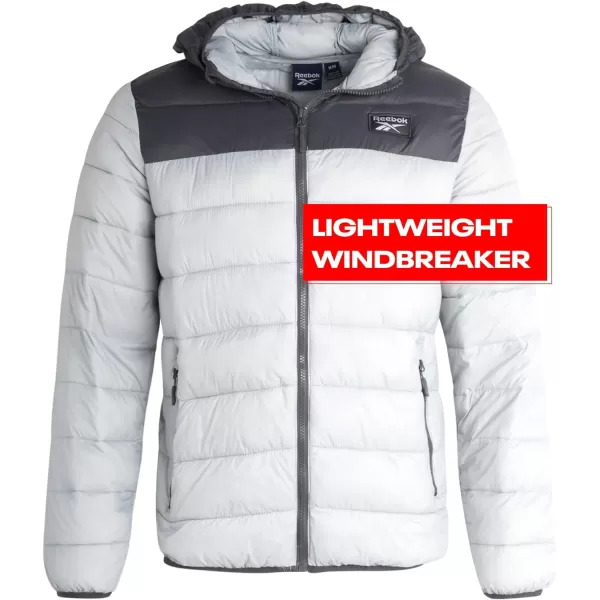 imageReebok Mens Jacket  Lightweight Hooded Quilted Puffer Coat  Warm Insulated Winter Jacket for Men MXXLPure GreyCharcoal