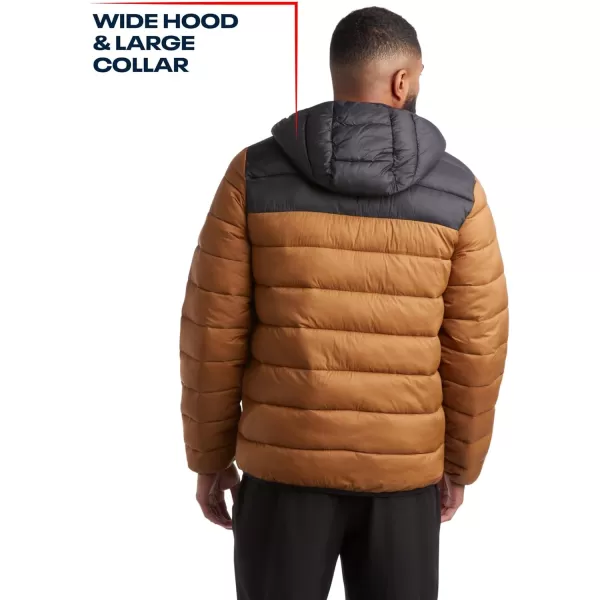 imageReebok Mens Jacket  Lightweight Hooded Quilted Puffer Coat  Warm Insulated Winter Jacket for Men MXXLTimberBlack