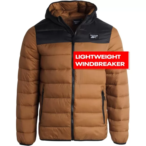 imageReebok Mens Jacket  Lightweight Hooded Quilted Puffer Coat  Warm Insulated Winter Jacket for Men MXXLTimberBlack