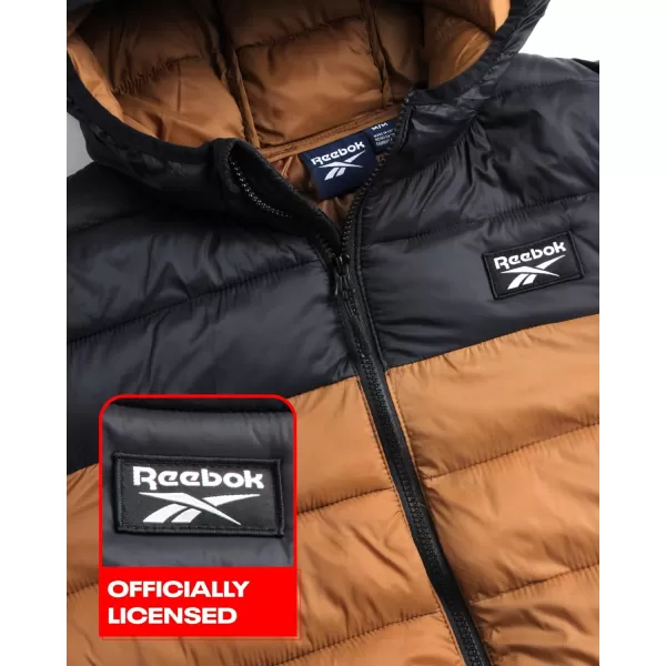 imageReebok Mens Jacket  Lightweight Hooded Quilted Puffer Coat  Warm Insulated Winter Jacket for Men MXXLTimberBlack