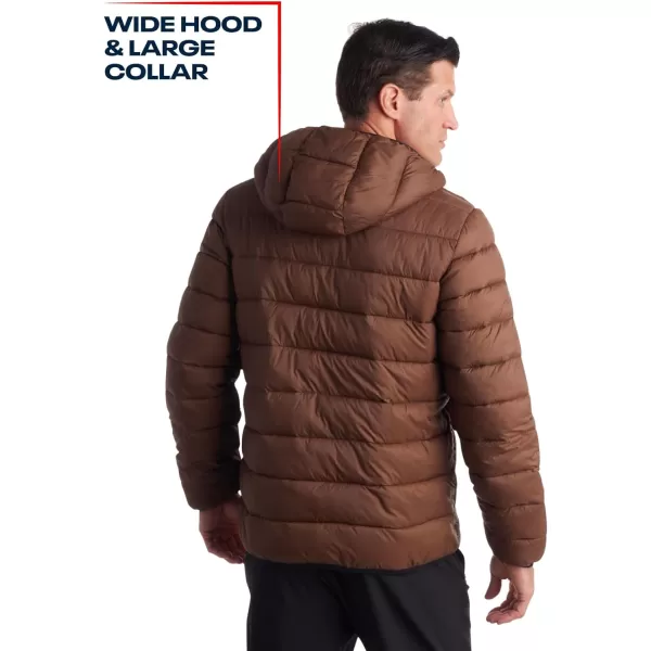 imageReebok Mens Jacket  Lightweight Hooded Quilted Puffer Coat  Warm Insulated Winter Jacket for Men MXXLToffee