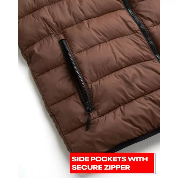 imageReebok Mens Jacket  Lightweight Hooded Quilted Puffer Coat  Warm Insulated Winter Jacket for Men MXXLToffee